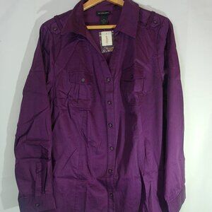 Lane Bryant Button Front Utility Blouse Purple Size 20 NWT